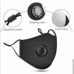 Black cotton face mask with breathing valve